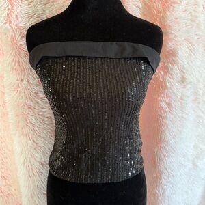 Elegant Black Sequin Strapless Top